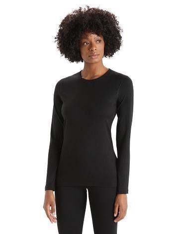 Dámské Jeden kus a sady Icebreaker Merino 200 Oasis Long Sleeve Crewe Thermal Top Černé | CZ 1179UZGT